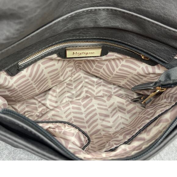 Miztique Black Vegan Leather Messenger Hobo Saddle Bag Crossbody Purse - Picture 8 of 16